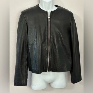 BANANA REPUBLIC Beautiful Black Genuine Leather Zip Up Ladies Jacket Size M